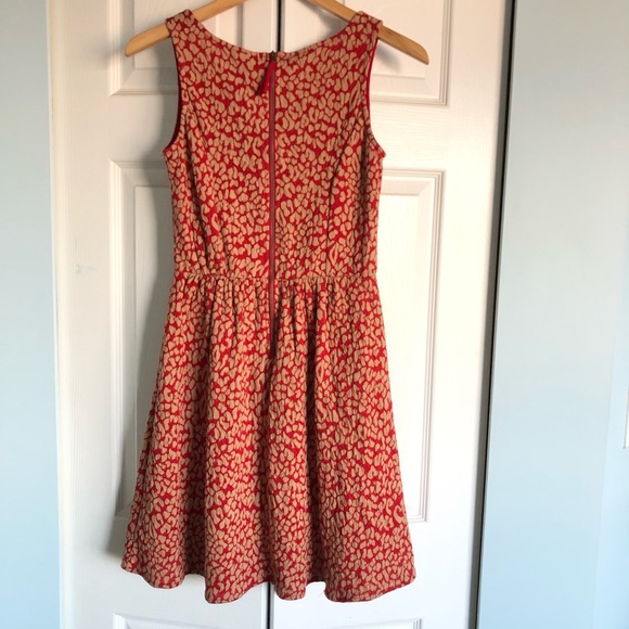 Anthropologie Maeve Red Caldera Leopard Print Fit & Flare Dress.  Size XS - Picture 5 of 8
